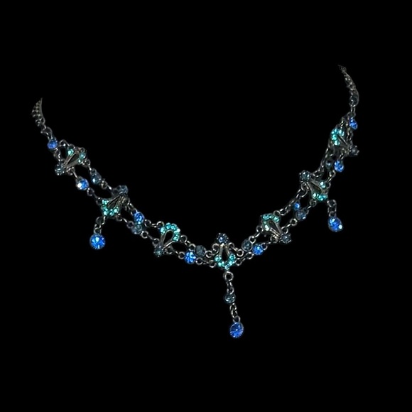 Women’s Necklace, Bracelet & Brooch - Faux Sapphires-Emeralds - Silver & Pewter - Picture 2 of 5